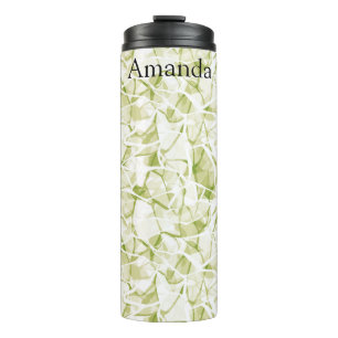 olive-white abstract fashionable modern pattern    thermal tumbler