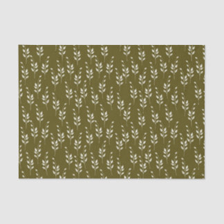 Olive & White Botanical Tissue Paper
