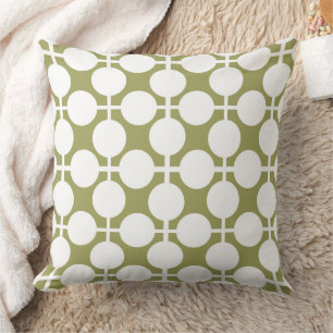 olive white polka dot check pattern fashion throw pillow
