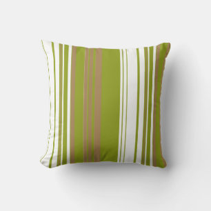 Olive, White Retro Stripes Art Design Abstract Throw Pillow