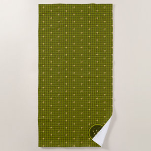 Olive with Gold Accent Houndstooth Beach Towel
