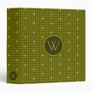 Olive with Gold Accent Houndstooth Binder