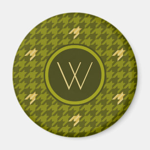 Olive with Gold Accent Houndstooth Magnet