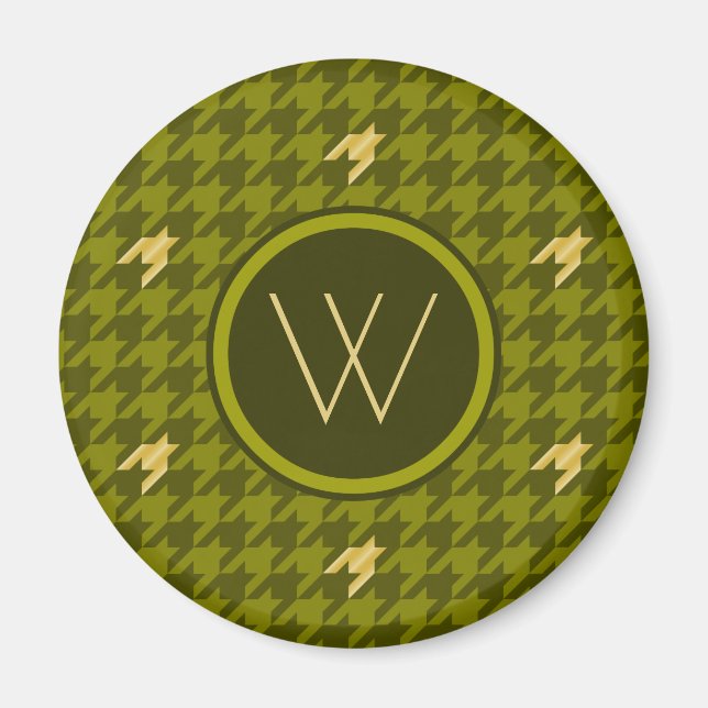 Olive with Gold Accent Houndstooth Magnet (Front)