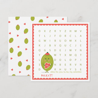 Olive Word Find Classroom Valentine Cards