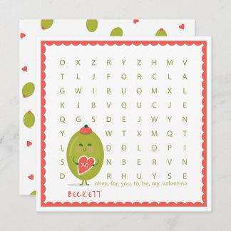 Olive Word Trouver Classroom Valentine Cartes