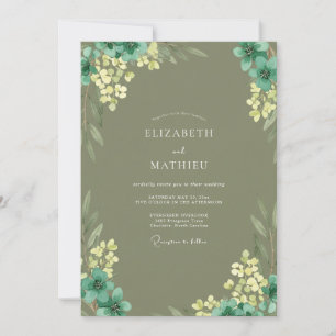 Olive Yellow Blossom Wedding Invitation