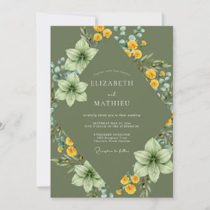Olive Yellow Lily Wedding Invitation