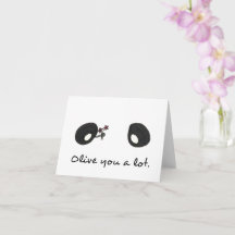 Olive You A Lot, carte de voeux dessinée à la main