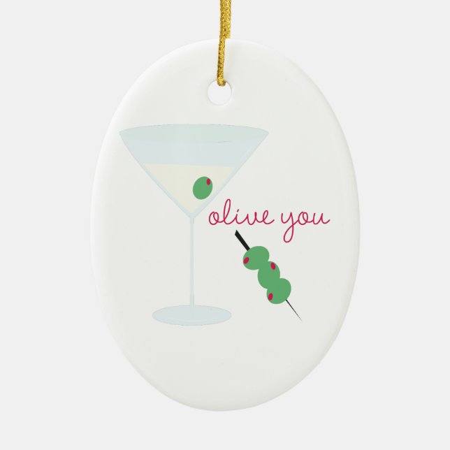 Olive You Ceramic Ornament (Front)