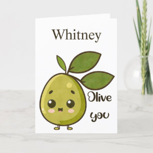 Olive You Cute Olive Valentines Carte Jour