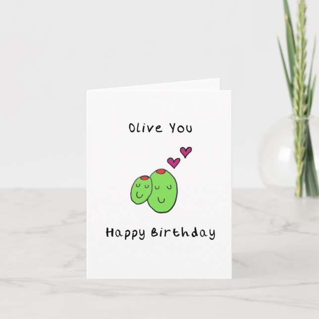 Olive You Happy Birthday Card (Front)