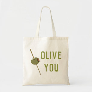 Olive You (I Love You) Funny Romantic Valentine Tote Bag