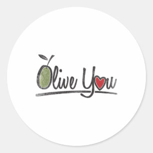 Olive You - Love Pun  Classic Round Sticker