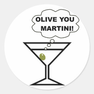 Olive You Martini Classic Round Sticker