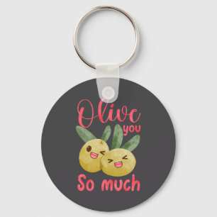 Olive You So Much Funny Food Pun Baby Keychain