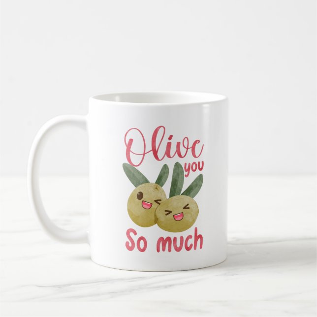 Olive You So Much Funny Food Pun  Coffee Mug (Left)