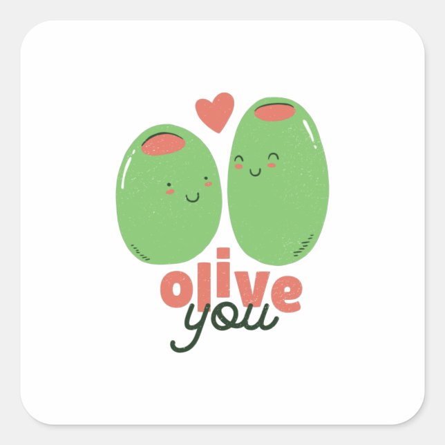 Olive You Square Sticker (Front)