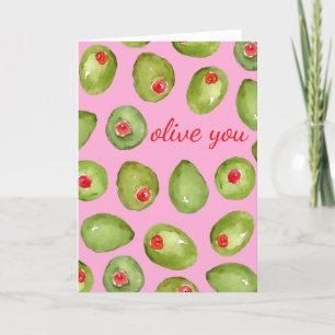 Olive You Watercolor Mothers Day Card