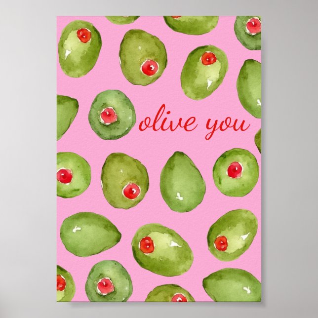 Olive You Watercolor  Poster (Front)