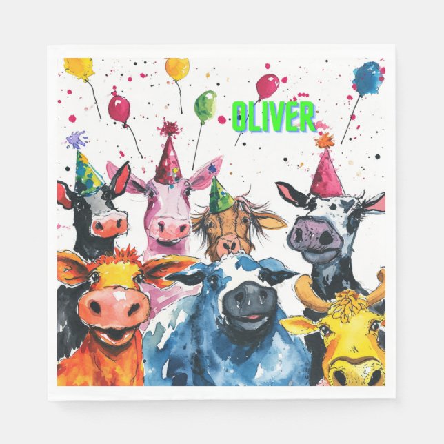 Oliver Birthday Napkin (Front)