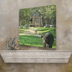Oliver Cabin Bear Canvas Print