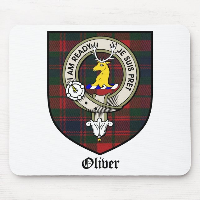 Oliver Clan Crest Badge Tartan Mouse Pad (Front)