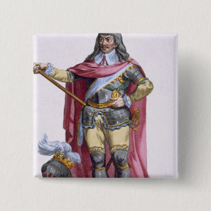 Oliver Cromwell (1599-1658) 1780 (coloured engravi 2 Inch Square Button