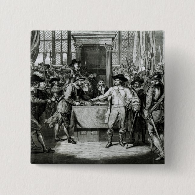 Oliver Cromwell 2 Inch Square Button (Front)