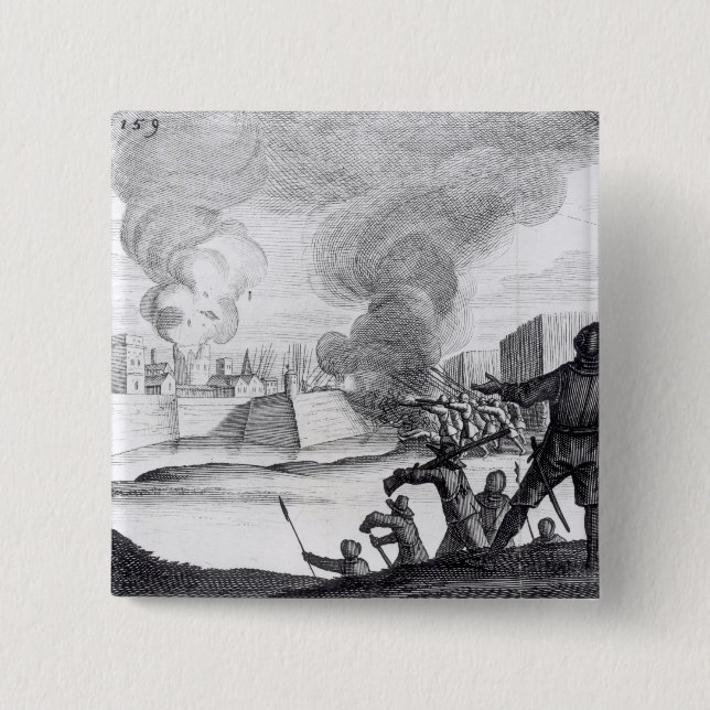 Oliver Cromwell Besieges the Drogheda in 1649-50 2 Inch Square Button (Front)