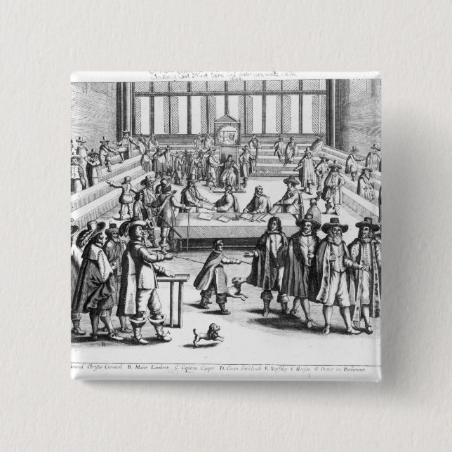 Oliver Cromwell  Dissolving The Parliament 2 Inch Square Button (Front)