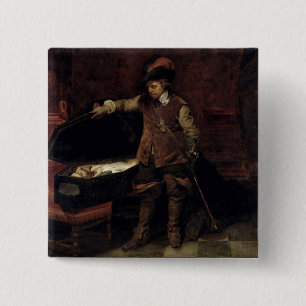 Oliver Cromwell Opening the Coffin of Charles 2 Inch Square Button