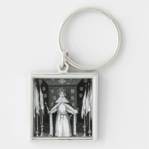 Oliver Cromwell standing in state; Keychain