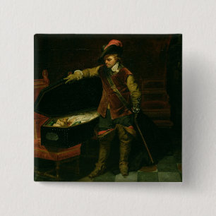Oliver Cromwell  with the Coffin of Charles I 2 Inch Square Button