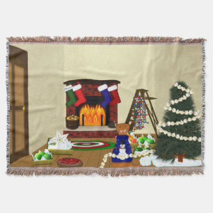 Oliver Decorates for Christmas Throw Blanket