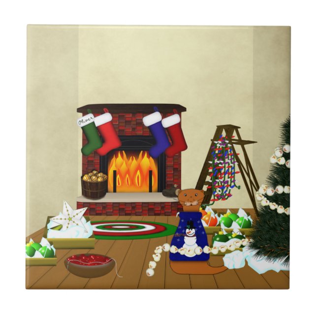 Oliver Decorates for Christmas Tile (Front)