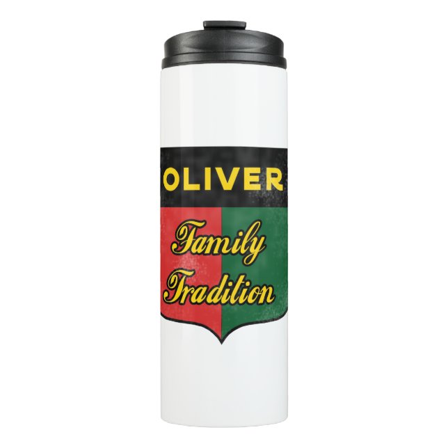 Oliver family tradition thermal tumbler (Front)