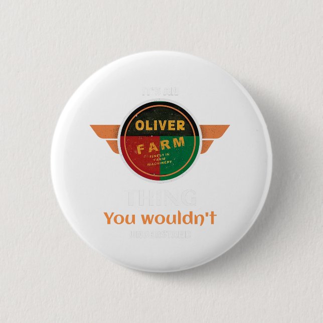 OLIVER farming 2 Inch Round Button (Front)