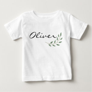 Oliver Name Reveal Romper Newborn Nature Leaf Baby