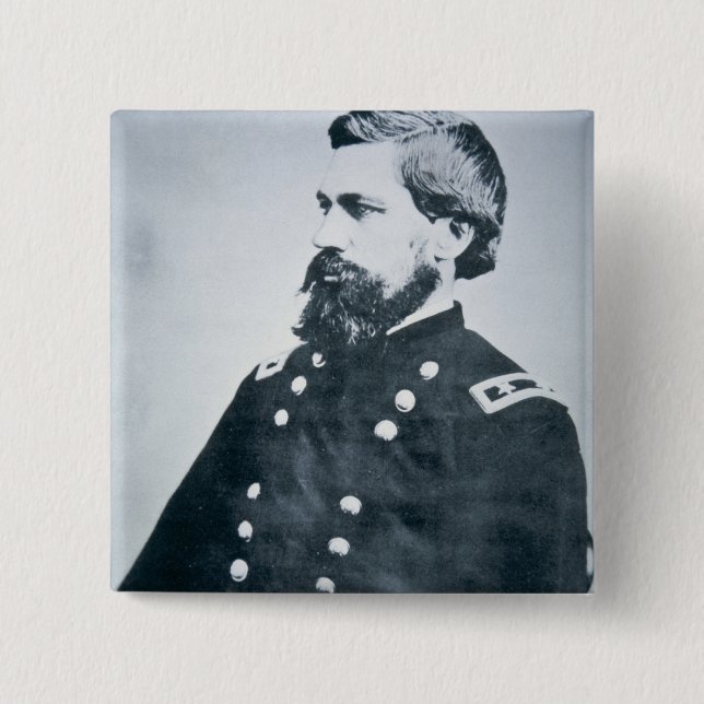 Oliver Otis Howard (b/w photo) 2 Inch Square Button (Front)