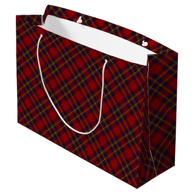 Oliver tartan red yellow blue plaid large gift bag (Back Angled)
