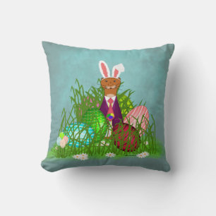 Oliver The Otter and the Great Easter Egg Hunt Throw Pillow