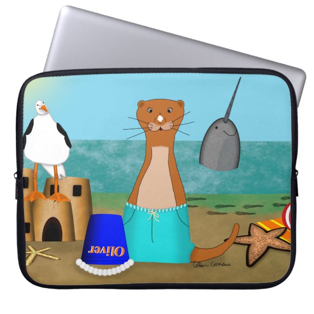 Oliver the Otter at the beach Laptop Sleeve (Front)