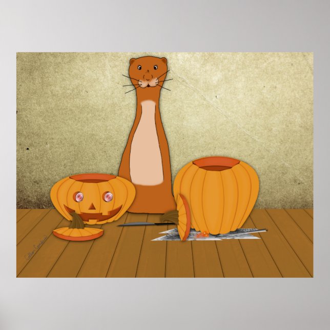 Oliver The Otter Carves a Pumpkin Poster (Front)