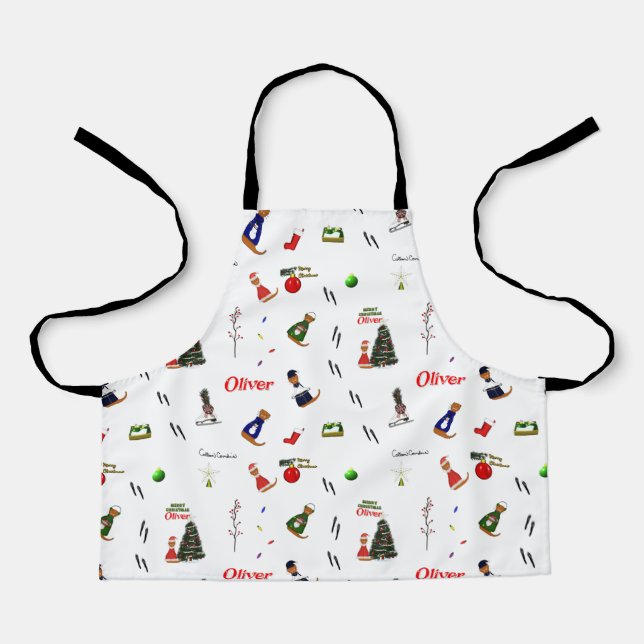 Oliver The Otter Christmas Random Pattern Apron (Front)