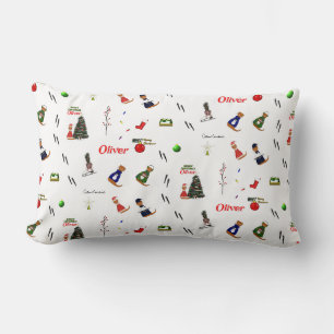 Oliver The Otter Christmas Random Pattern Lumbar Pillow