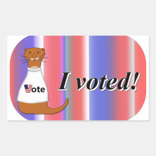 "Oliver The Otter I Voted Sticker" on Background Sticker