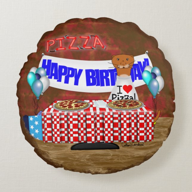 Oliver The Otter is 6 Years Old! Happy Birthday Round Pillow (Front)