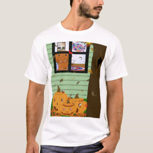 Oliver The Otter Looking at Jack-o-Lanterns T-Shirt
