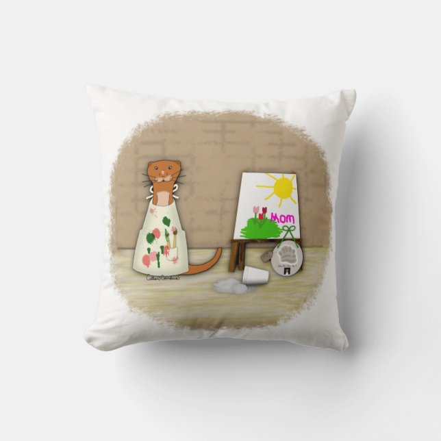 Oliver The Otter Makes Mom a Gift Pillow (Front)
